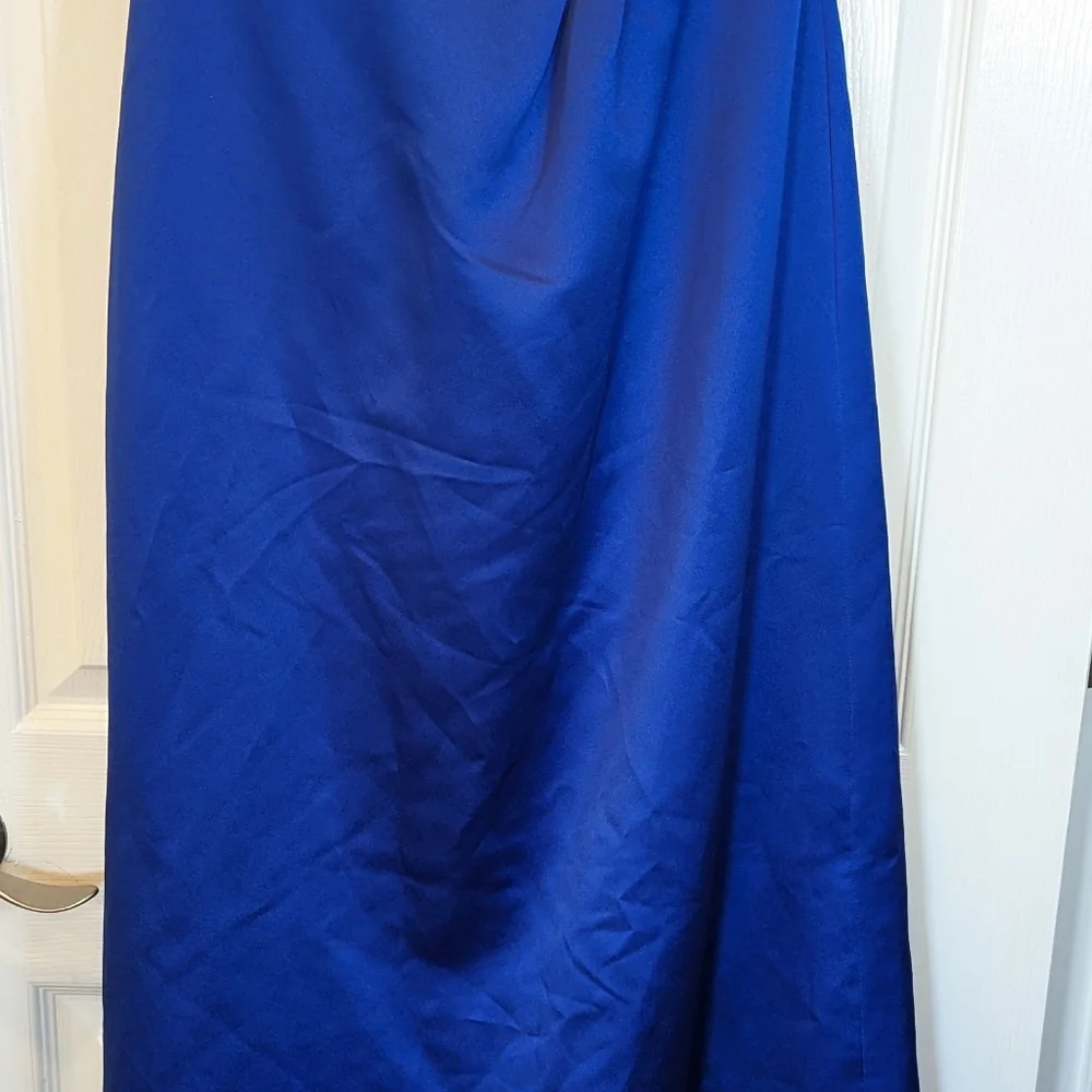 NWT Alfred Angelo strapless blue formal homecoming faux wrap maxi long dress 4 - Picture 10 of 12